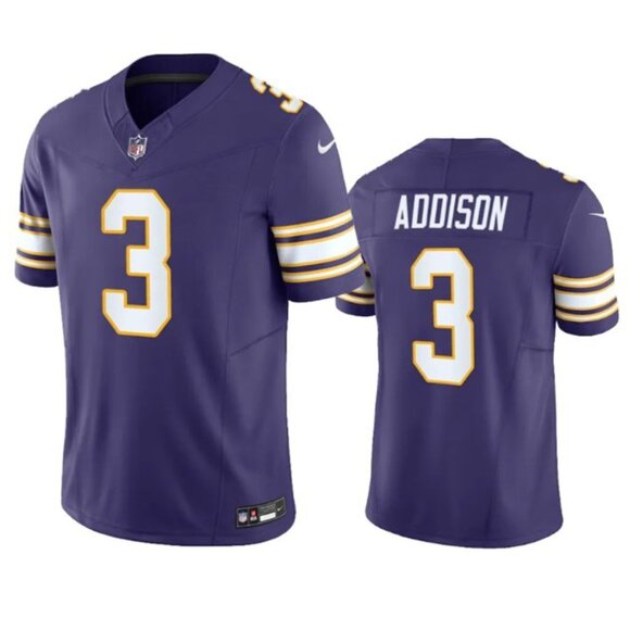 Mens Youths Kids Womens 3 Jordan Addison Purple Vapor Stitched Jersey - Picture 2 of 2